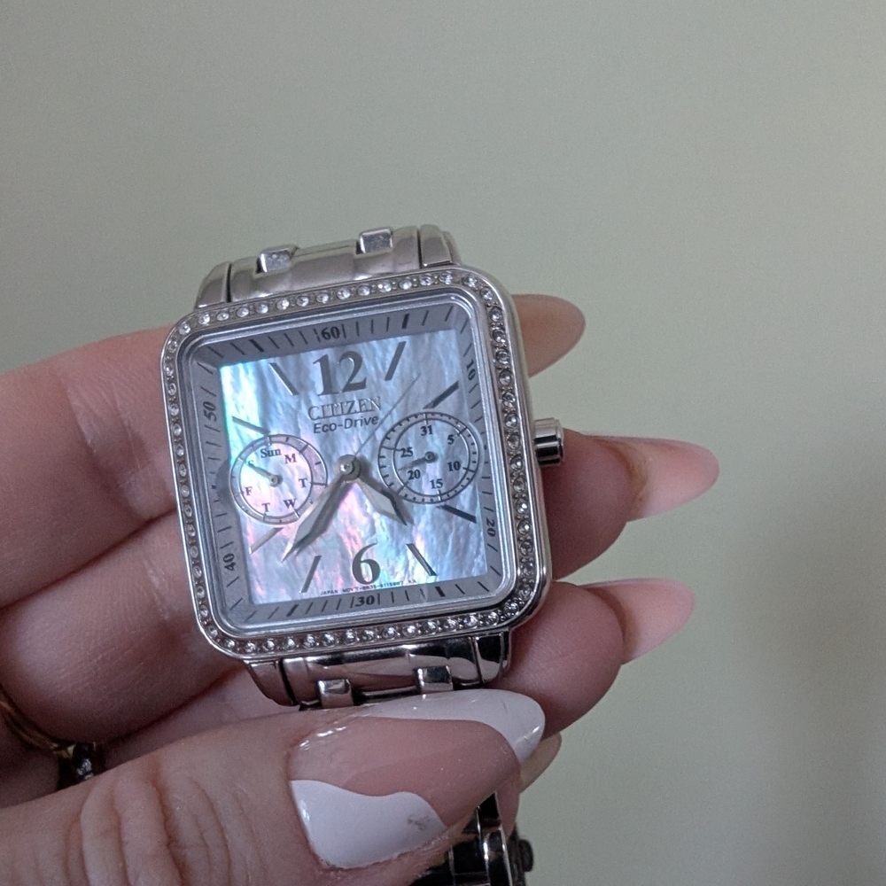 Citizen Mother Of Pearl Eco Drive Silver Square Watch - Picture 17 of 17